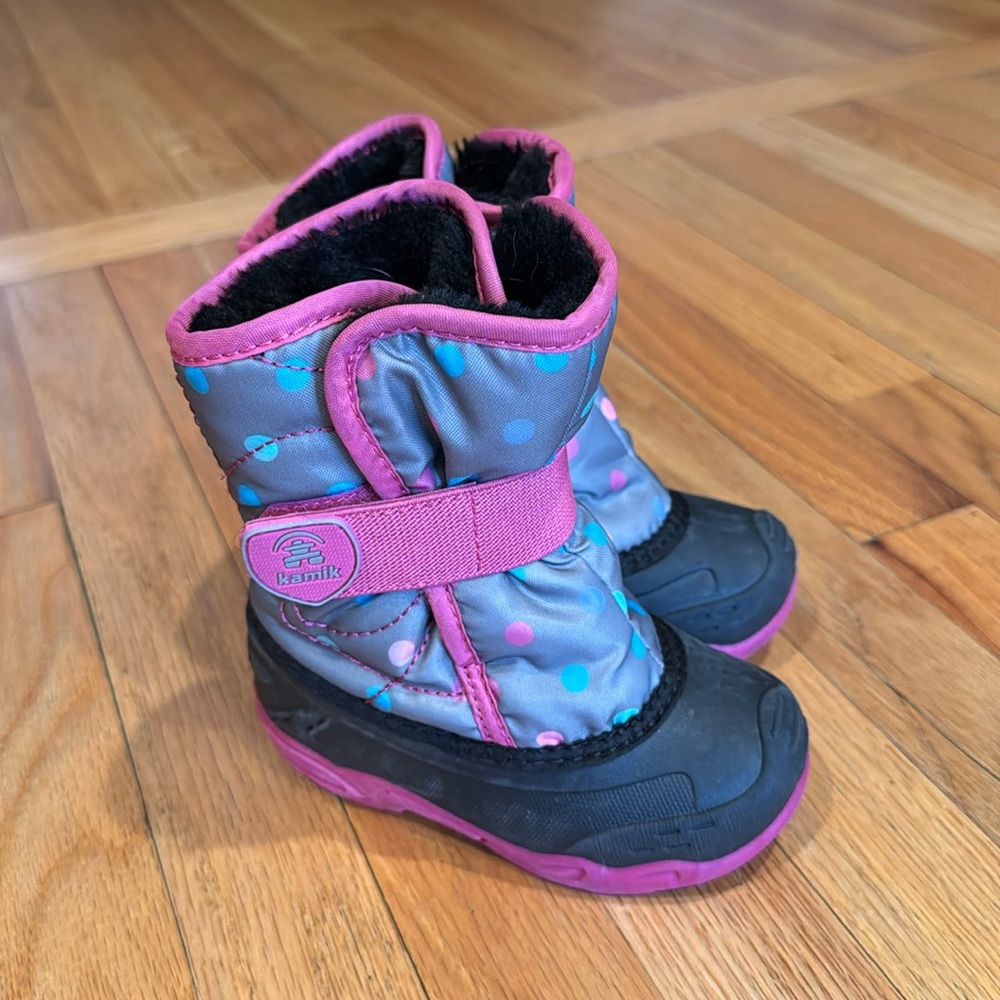 Kamik Kids' Gray and Pink Winter Boots